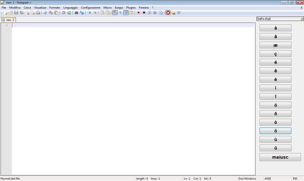 Notepad++ con Plugin Grafîa Ofiçiâ